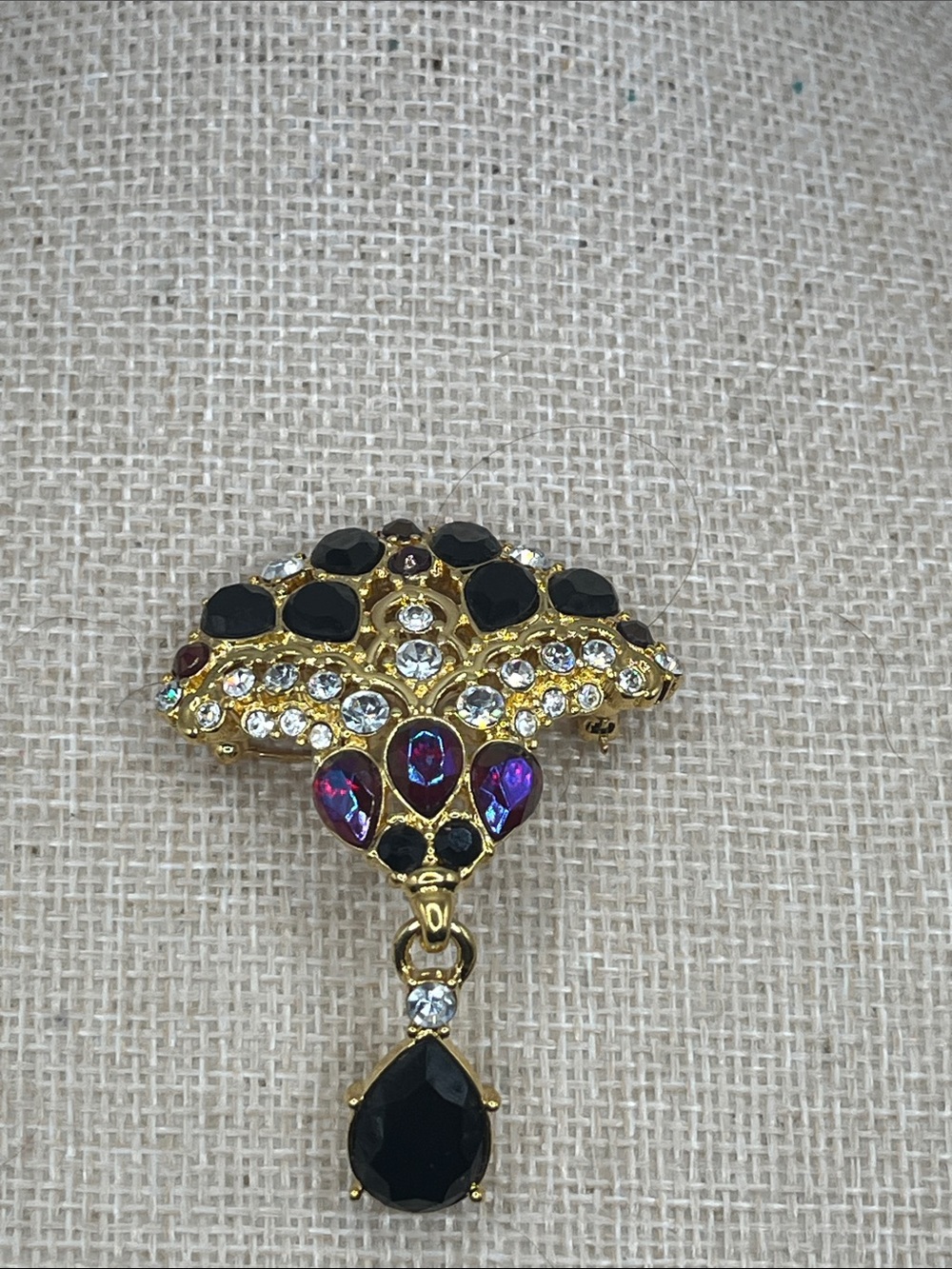 Vintage Monet Crystal Victorian Fan Brooch